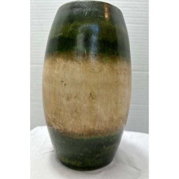 Handcrafted Large Green & Cream Scented Pillar Candle With Rustic Finish - Picture 4 of 7